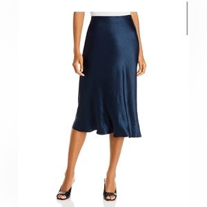 Vince Satin Slip Skirt in Coastal Blue